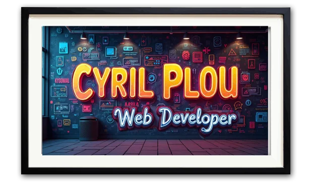 un tableau avec écrit Cyril Plou Développeur web